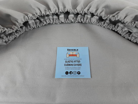 Custom Elastic Fitted & Protective Cushion Cover - Durable Duck Canvas - Choice of Solid Colors